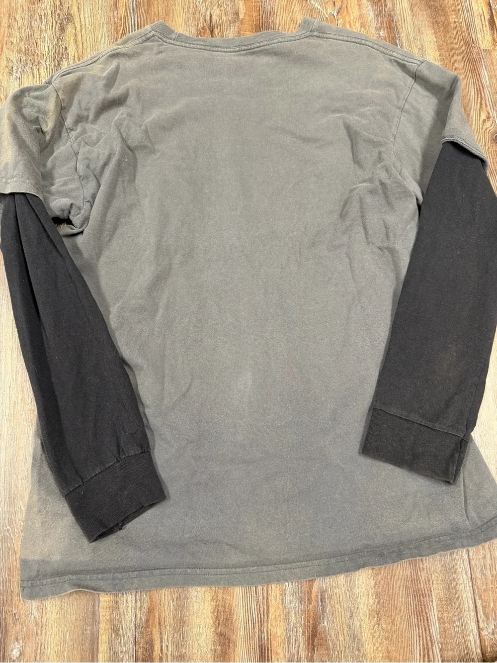 Y2K long sleeve shirt with white eagle graphic with tribal-style designs and lig